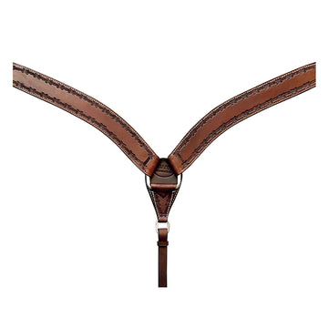 HILASON Western Horse Headstall Breast Collar Set Tack Genuine American Leather Barb Wire Rough Out Dark Brown